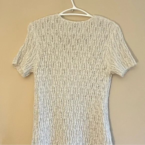 Dex Oatmeal Knit Short Sleeve V-Neck Sweater Dress – Size Medium EUC - Picture 8 of 13